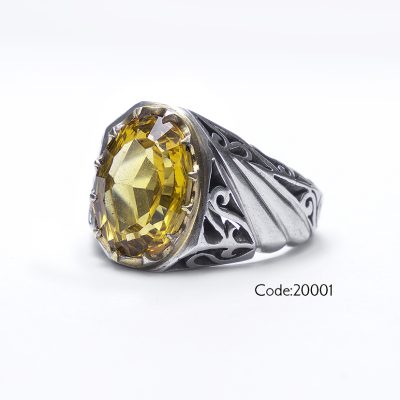 انگشتر نقره مردانه سیترین - کد 20001