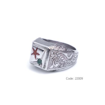 انگشتر نقره مردانه حرز - زمرد - کد 22009