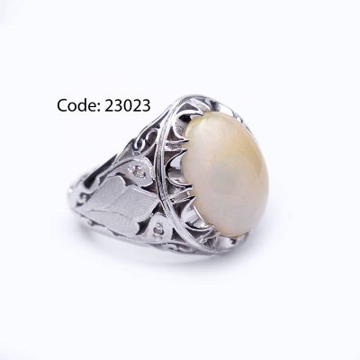 انگشتر نقره مردانه اوپال سفید - کد 23023