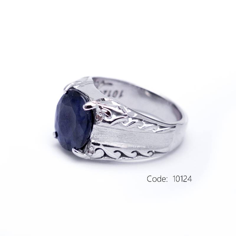 694ffb12b9116 انگشتر نقره مردانه یاقوت کبود - کد 10124 - Image 1
